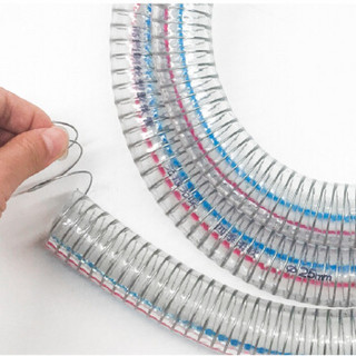 聚远 JUYUAN DN38透明塑料水管PU聚氨酯钢丝伸缩软管 PCV透明波纹管高强度钢丝软管钢丝缠绕进水管 50米/卷