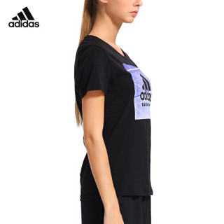 adidas 阿迪达斯 CATEGORY系列运动服女款 休闲T恤 网羽球衣 羽毛球服 黑色 CE7490 S码
