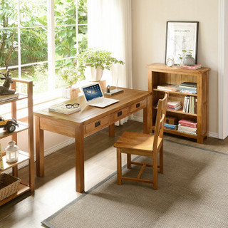 华谊 实木书桌 电脑桌带抽屉写字台英式复古书房家具 1.5米三抽书桌  爱丁堡7C1504201