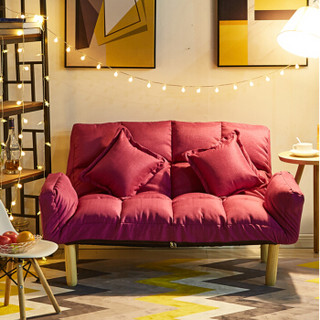 朗福轩 懒人沙发双人小户型沙发床懒人阳台榻榻米卧室小沙发现代简约沙发  玫红色 LFX-S-15