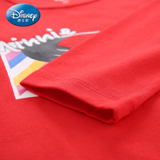 迪士尼 Disney 自营童装女童中小童时尚针织长袖T恤上衣2019春夏新款 DA9169D3E02 鲜红 90