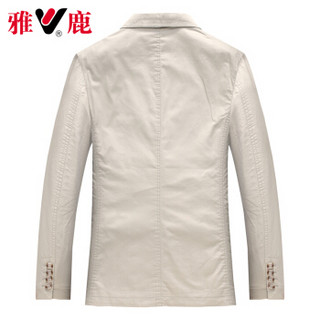 雅鹿 男休闲西服 商务韩版修身上衣正装纯色二粒扣长袖外套 18591003 浅卡其 180