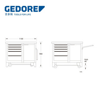 吉多瑞 (GEDORE)  1505 移动式工具台 H715xW1025xD30mm 6621780