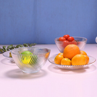 艾格莱雅Aglaia 玻璃餐具套装4件套碗碟 大号泡面碗汤碗西餐沙拉碗水果盘干果盘 欧式创意情侣款 家用礼品礼盒