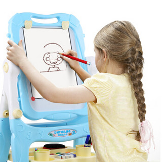 活石可升降儿童大画板8966蓝色双面磁性小黑板白板宝宝画画益智玩具写字板支架式学生绘画工具套装男女孩画架