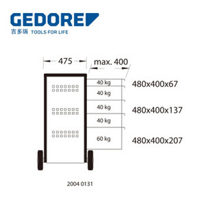 吉多瑞 (GEDORE)  2004 0131 工具车 H985xW775xD475mm 1640763