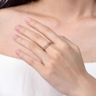 赛菲尔珠宝 钻石戒指女款 18K玫瑰金 闪耀皇冠钻戒 霸气一款多戴 约2-3分 12#