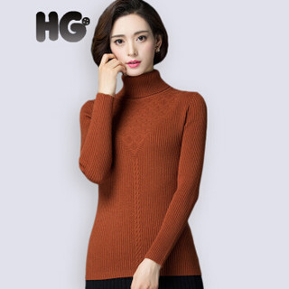 HG冬季新款高领毛衣女韩版修身加厚保暖提花纹打底衫百搭 黑色 180/100A/XXXL
