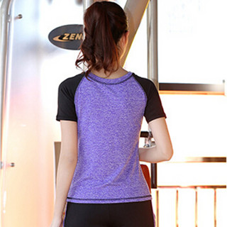范迪慕 瑜伽服健身服运动套装女速干显瘦透气套装三四五件套 FY001-高贵紫-短袖三件套-S