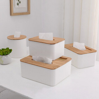 洁比世 桌面橡木色纸巾盒 长方形木盖抽纸餐巾纸收纳盒