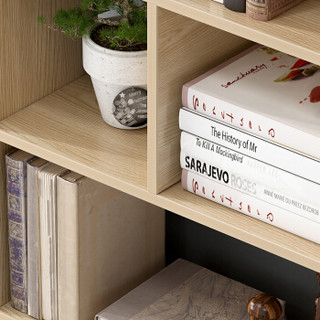 蔓斯菲尔（MSFE）书架书柜组合开放储物柜落地置物架 橡木色1.56米中款