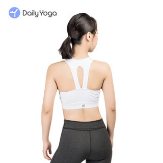 每日瑜伽 Daily Yoga 新款运动内衣 浅月跑步防震瑜伽健身bra 镂空美背紧身速干瑜伽内衣 朱玉白 L码