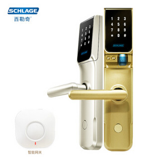 西勒奇（SCHLAGE） 智能指纹锁SC201V 华为指纹锁 智能家居门锁 电子锁 家用防盗门密码锁手机APP网关 时尚金