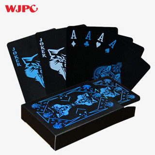  望京扑克 WJPC 新款WOLF狼牌黑色塑料防水扑克花切花式创意扑克牌近景魔术牌