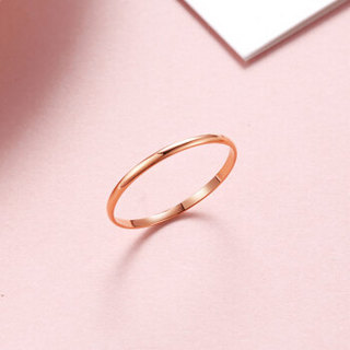 黛慕妮 18k金戒指 时尚简约光面玫瑰金指环彩金戒指正品保证 情人节 送女友送老婆 支持刻字 如图 6号