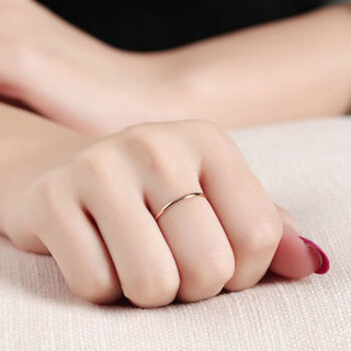 黛慕妮 18k金戒指 时尚简约光面玫瑰金指环彩金戒指正品保证 情人节 送女友送老婆 支持刻字 如图 6号