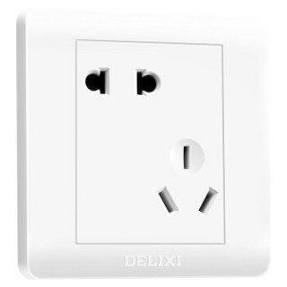 德力西（DELIXI）开关插座面板 10A斜五孔插座 经典白系列
