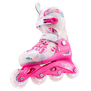 动感（ACTION）溜冰鞋儿童套装轮滑鞋成人闪光旱冰鞋滑冰鞋男女直排滑轮鞋PW-116 粉单鞋 M/34-37