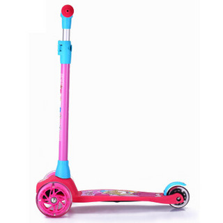 芭比（Barbie）儿童滑板车 高度可调节三轮闪光一键拆卸滑滑车升降脚踏车 芭比女童公主款 蓝粉色