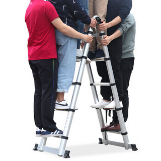 易存梯子铝合金伸缩梯子家用人字梯多功能工程折叠梯 人字梯3.8米+3.8米