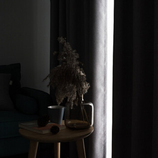 金蝉 窗帘成品简约现代挂钩式斜纹麻高遮光卧室客厅窗帘遮阳布 灰色宽2.5米*高2.7米一片