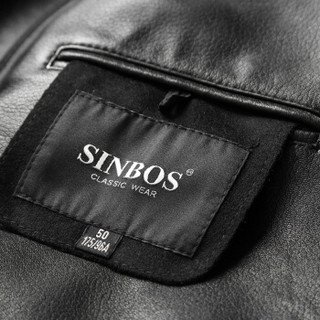 SINBOS 皮毛一体男装翻领羊剪绒2018冬季新款皮草大衣韩版时尚休闲外套 黑色 185