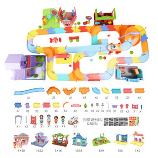 益米（YIMI）DIY轨道组合 小火车头套装赛车轨道汽车 儿童玩具 轨道车  NO.689-3（218PCS）