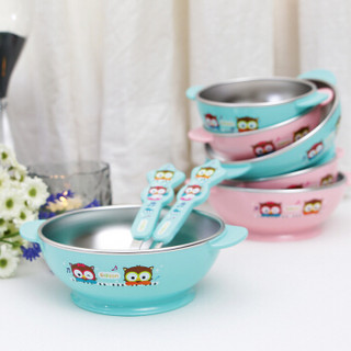 韩国爱迪生儿童餐具套装宝宝餐碗儿童训练叉勺宝宝牛奶杯套装（蓝色）