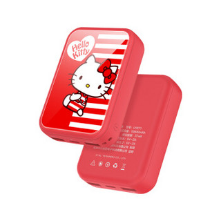 Hello Kitty 充电宝10000毫安大容量移动电源 玻璃机身轻薄迷你便携双输出适用于苹果华为小米手机 条纹凯蒂