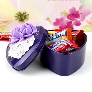 AI-Gift 婚庆用品 马口铁心形喜糖盒 婚庆创意礼盒 我们de一辈子 紫色30个装