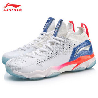 LI-NING 李宁 羽毛球系列  全新音爆2.0女子一体织袜套缓震耐磨防滑羽毛球专业鞋 AYZP002-1 标准白 39码