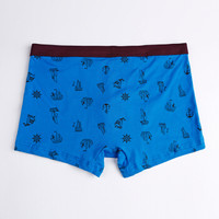 ROMON 罗蒙 男士内裤男平角裤纯棉中腰印花舒适透气四角裤4条盒装 M3701 时尚印花组合 XL (黑色、XL、平角裤、棉质)