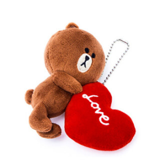 商品line friends包包挂饰 爱心布朗熊 12cm 动漫周边毛绒挂饰