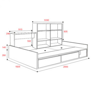 唯有唯美 简约现代沙发床多功能储物床小户型两用床 长2050深1820高400mm