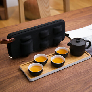 特美刻·湖畔居联合出品 旅行茶具套装茶杯茶壶带包整套泡茶（大客户专享） HCJ22015 漠影釉-红包
