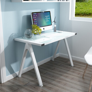 苏夏 电脑桌 简约现代钢化玻璃电脑桌台式家用经济型办公桌简易学习书桌写字台 白色SX1108