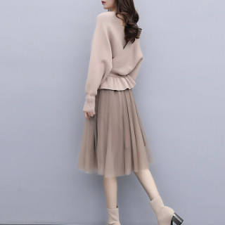 商品joy of joy 京东女装2019春季新款大码女装套装微胖洋气针织毛衣