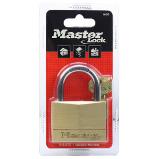 玛斯特（Master Lock）黄铜挂锁家用实心仓库大门锁160MCND定制-免费激光刻字