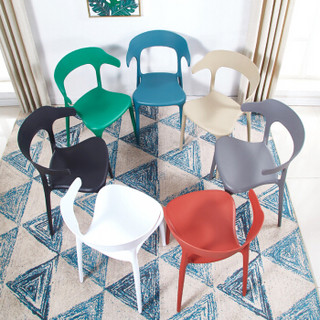 乐高赫曼 加厚扶手靠背椅塑料餐椅时尚家用简约餐厅椅子创意成人休闲椅 LG-NJ1白