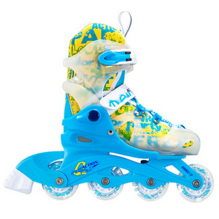 动感（ACTION）溜冰鞋儿童套装轮滑鞋成人闪光旱冰鞋滑冰鞋男女直排PW-116蓝+头盔+护具+包（标配） XS/26-29