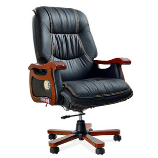 奈高实木老板办公椅总裁经理电脑椅人体工学可躺牛皮可升降转椅-OH12