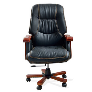 奈高实木老板办公椅总裁经理电脑椅人体工学可躺牛皮可升降转椅-OH12