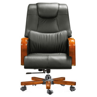 奈高牛皮实木总裁老板椅职员办公椅电脑人体工学转椅可躺FQL-15
