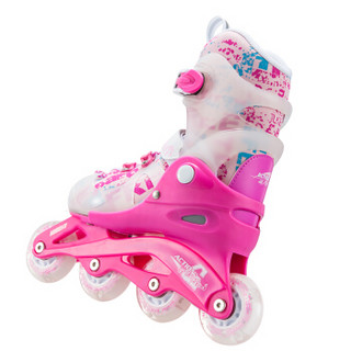 动感（ACTION）溜冰鞋儿童套装轮滑鞋成人闪光旱冰鞋滑冰鞋男女直排PW-116粉+头盔+护具+包（高配）XS/26-29
