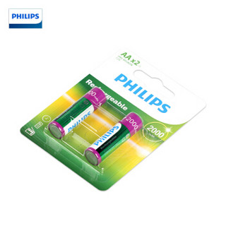 飞利浦（PHILIPS）5号充电电池 AA镍氢2000mAh 2粒卡 适用于玩具/数码相机/血糖仪/键盘/鼠标等