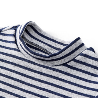 全棉时代 男幼童针织罗纹条纹打底衫110/56(建议4-5岁) 深蓝细条 1件装