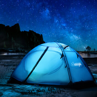 狼行者帐篷户外 双人双层 野营装备 铝杆防雨 野外露营帐篷 休闲帐篷 LXZ-1004 蓝色