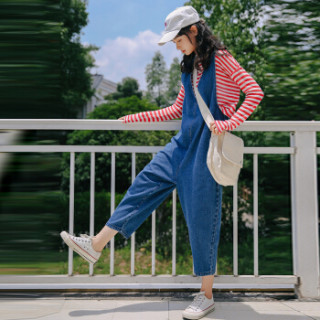 商品joy of joy 京东女装2019春季新款牛仔背带裤女学生宽松九分裤