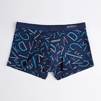 ROMON 罗蒙 男士内裤男平角裤中腰男式四角裤短裤头平角内裤4条混色装组合 M5011-B 字母印花 L (黑色系、L、平角裤、棉)