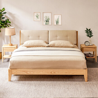 喜临门 床 北欧全实木床可拆洗布艺双人床1.5米卧室大床 1500*2000mm